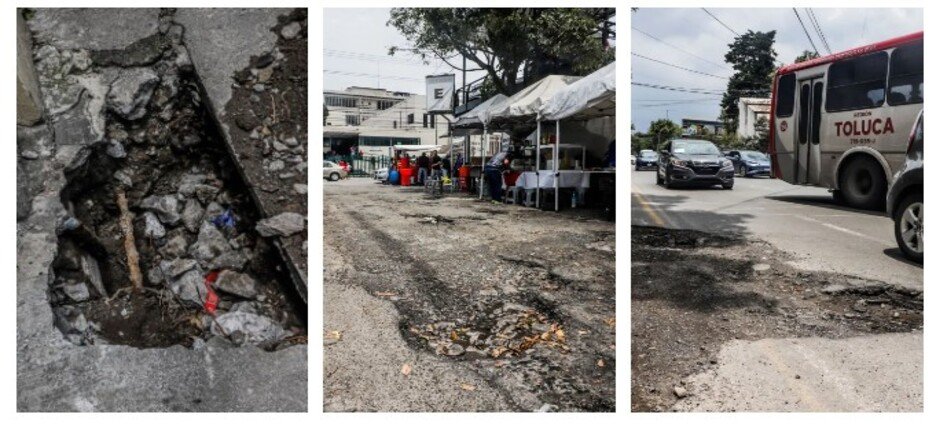 Calles del centro de Toluca mantienen severo deterioro